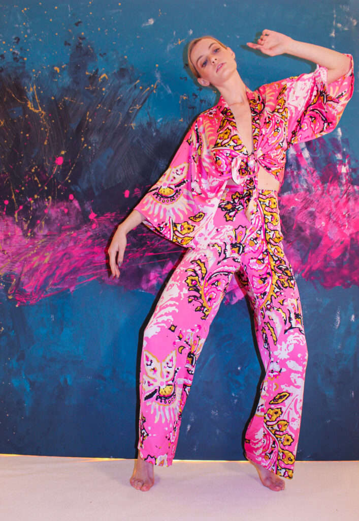 Abstract High Pants Kimono Set
